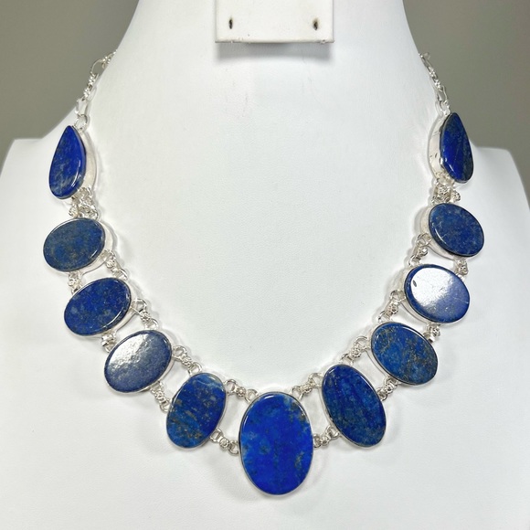 Lapis Lazuli 925 Large Gemstone Necklace - Picture 3 of 6
